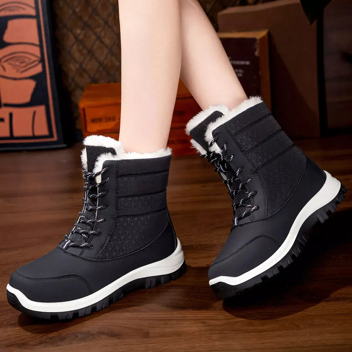 Winter Waterproof Snow Boots with Warm Fur Lining sold by Zulily product image thumbnail 4