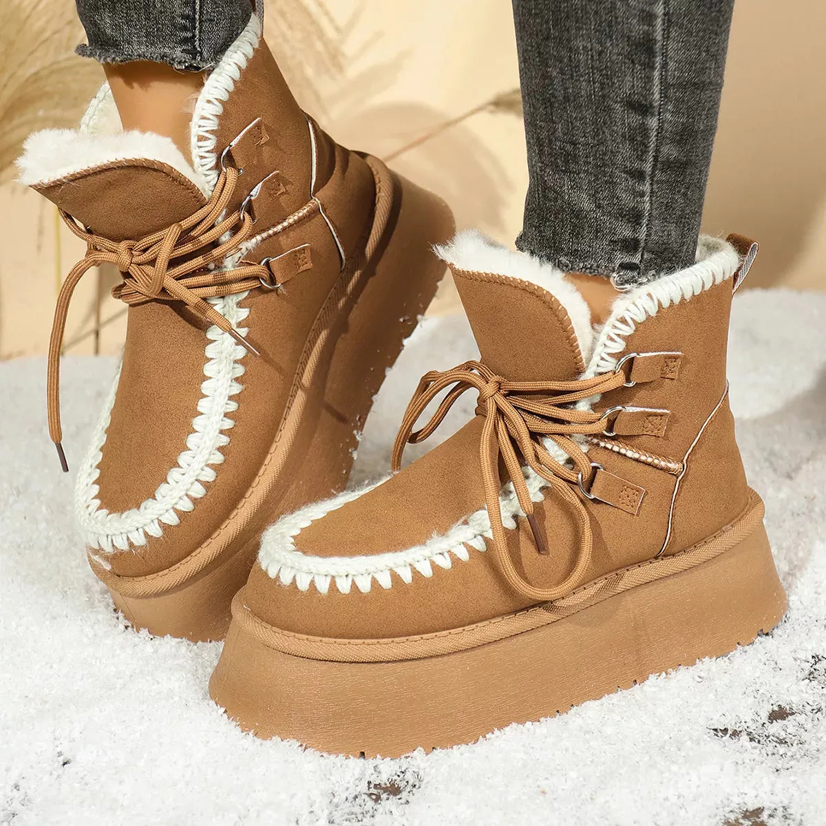 Sherpa Lined Platform Snow Boots sold by Zulily product image thumbnail 4