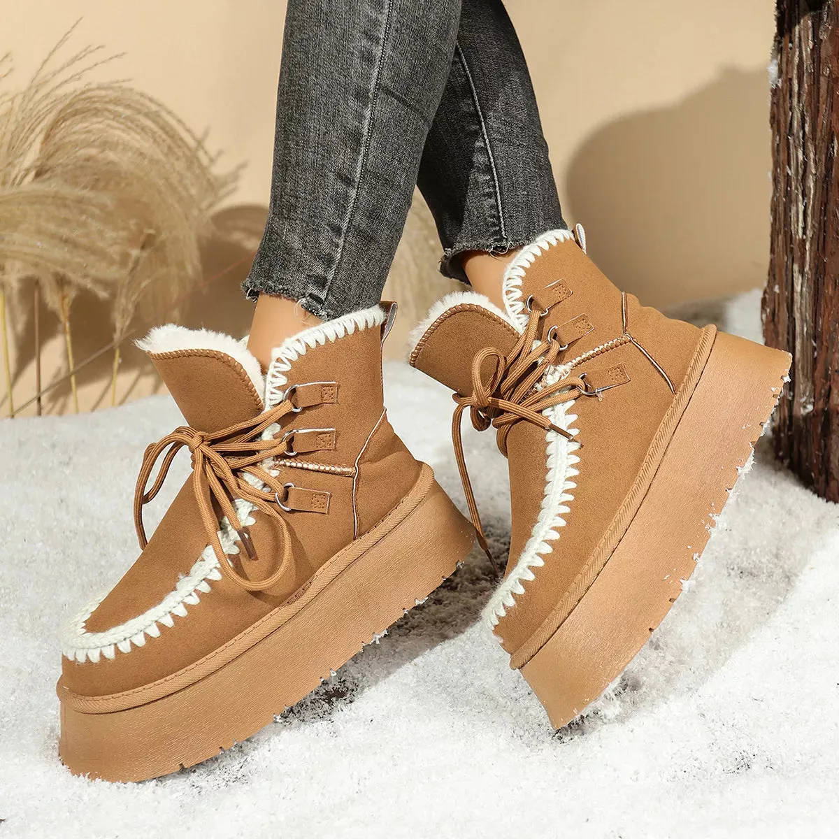 Sherpa Lined Platform Snow Boots sold by Zulily