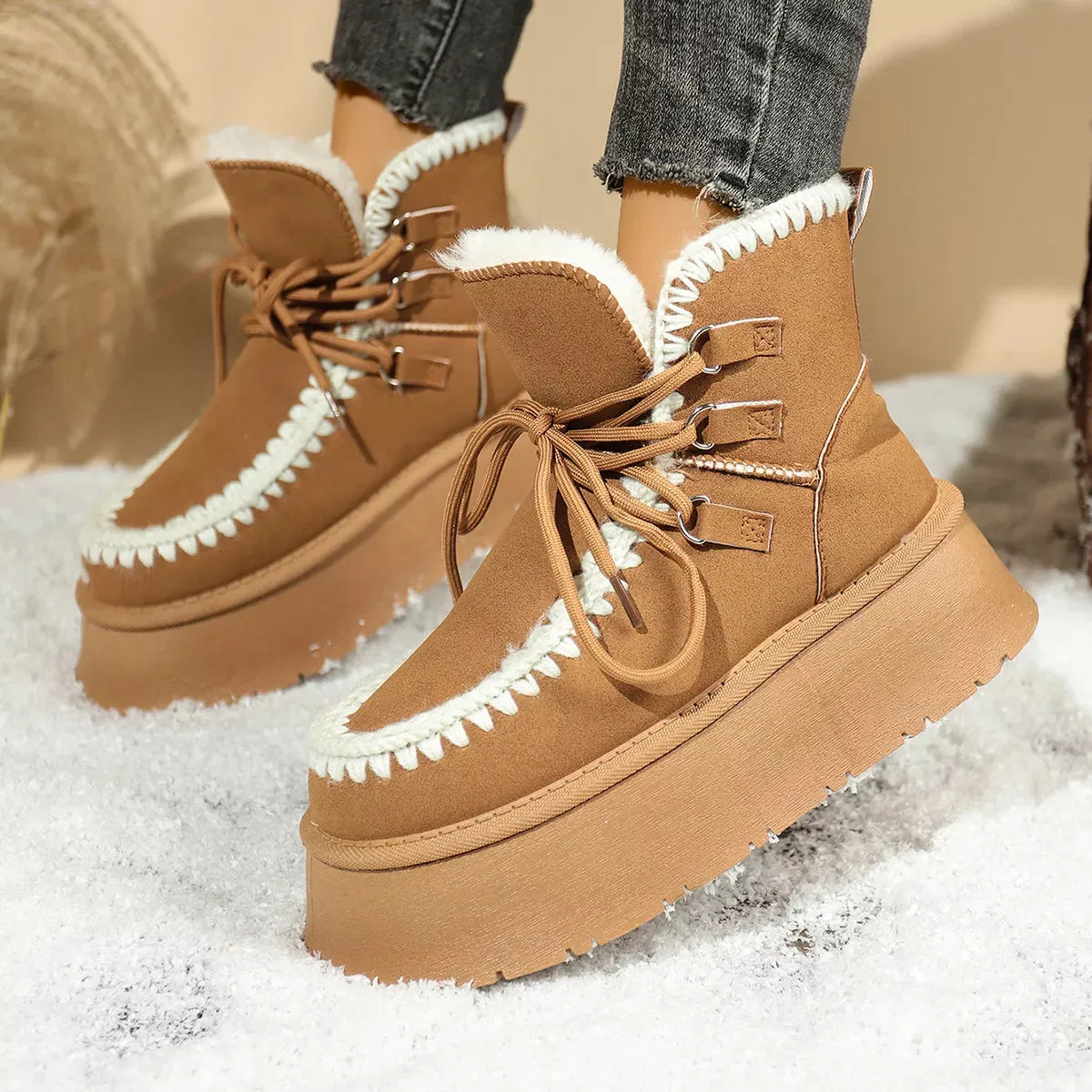 Sherpa Lined Platform Snow Boots sold by Zulily product image thumbnail 3