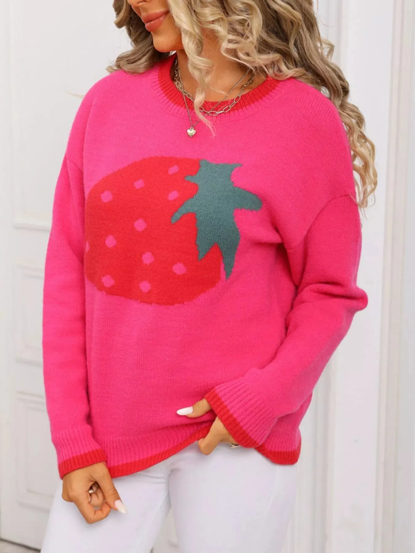 Strawberry Crew Neck Sweater sold by Zulily product image thumbnail 4