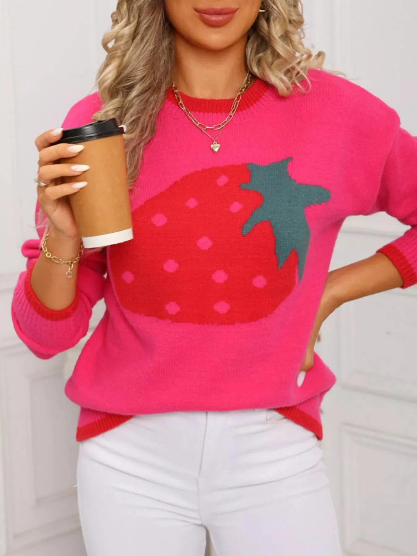 Strawberry Crew Neck Sweater sold by Zulily