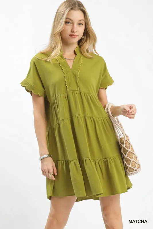 Umgee Linen Mini Dress with Scallop Trim made by Zulily