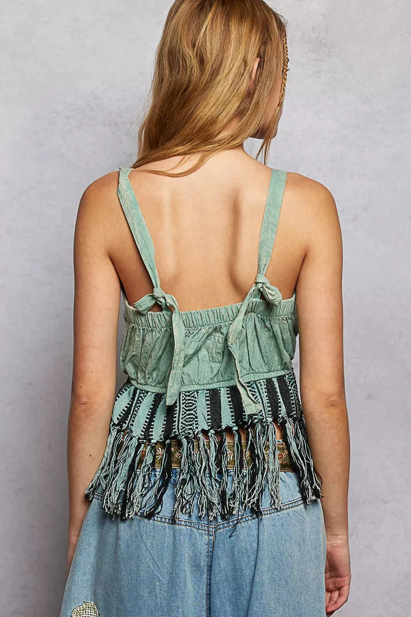 POL Lace-Up Fringe Hem Tank with Lace Detail sold by Zulily product image thumbnail 4