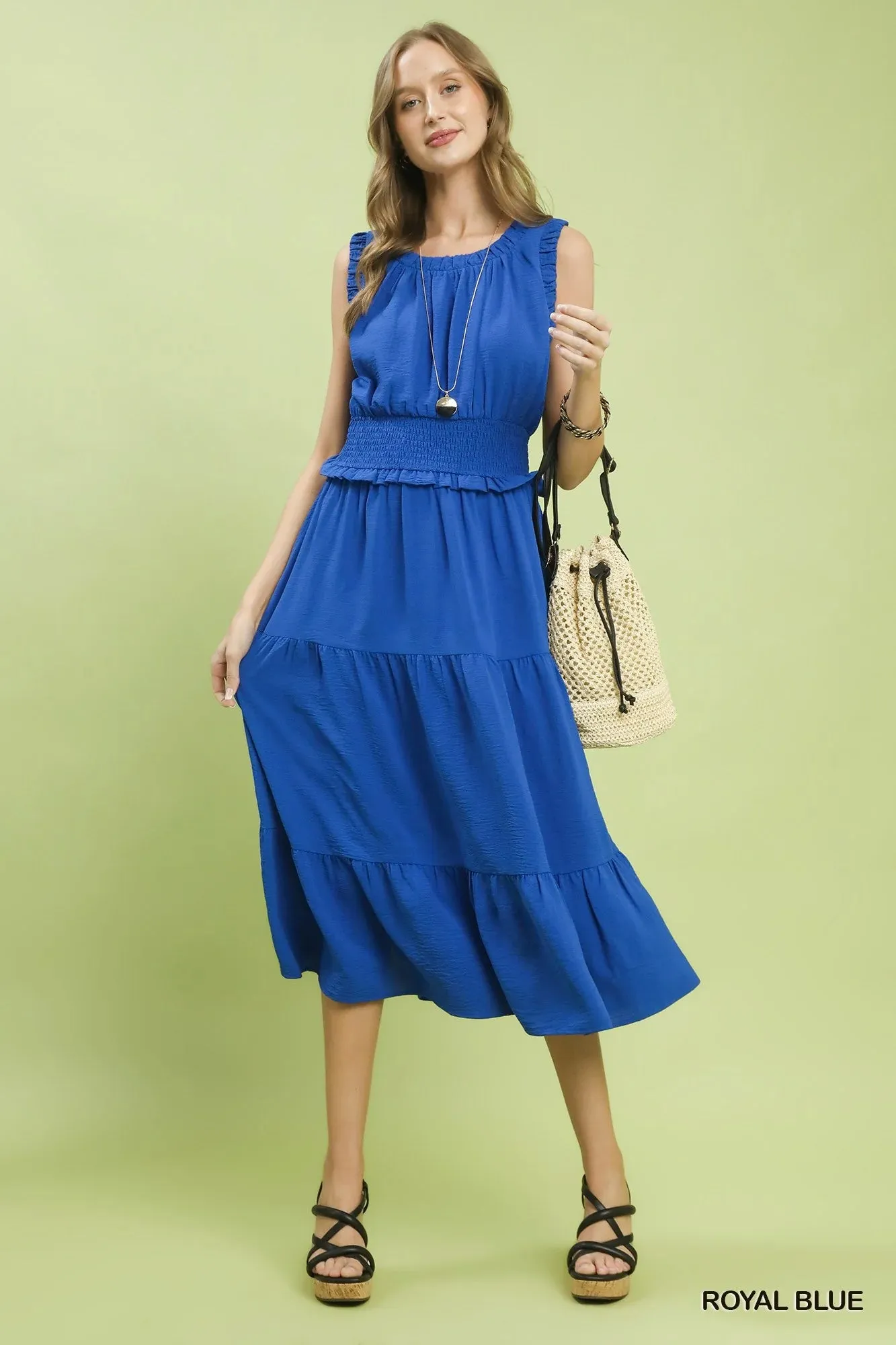 Umgee Smocked Waist Tiered Midi Dress sold by Zulily product image thumbnail 4