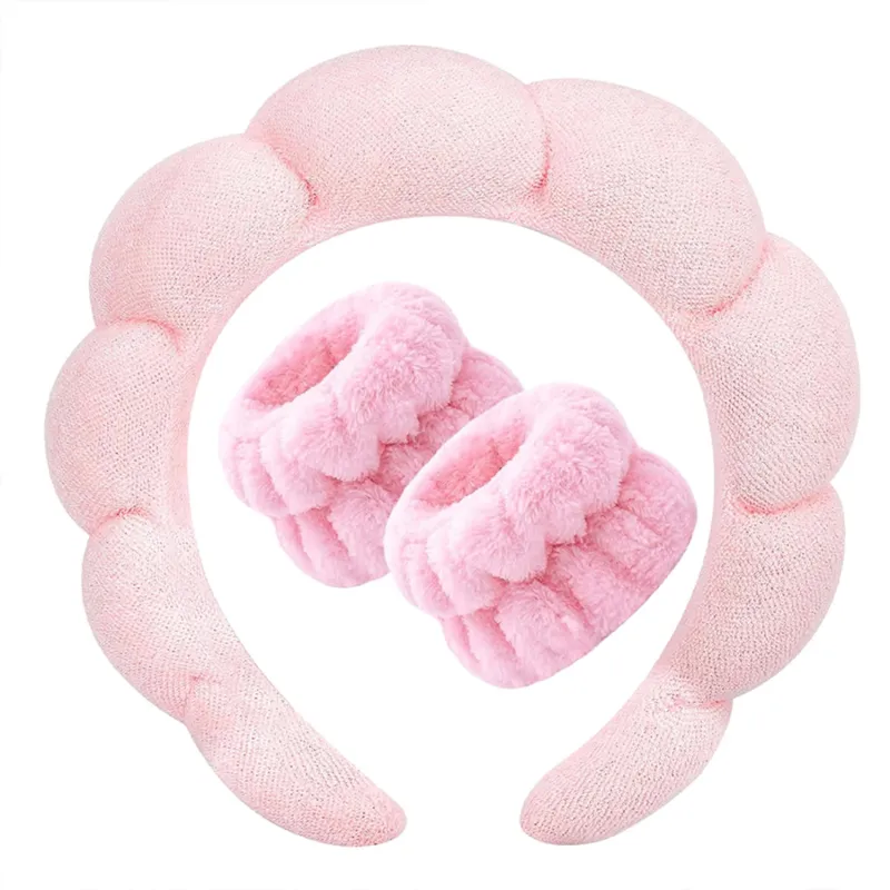 Seeboo 3-Pack: Non Slip Bubble Spa Headband Wear for Washing Face Makeup Skincare with Wristbands made by Zulily
