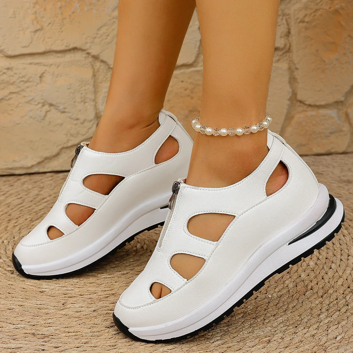 Women's Chunky Sole Closed-Toe Sandals – Soft Sole Velcro Strap sold by Zulily product image thumbnail 4