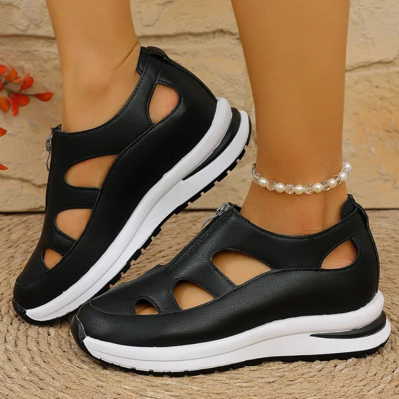 Women's Chunky Sole Closed-Toe Sandals – Soft Sole Velcro Strap made by Zulily
