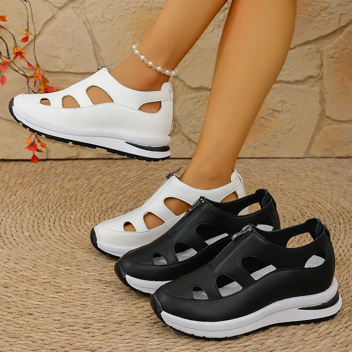 Women's Chunky Sole Closed-Toe Sandals – Soft Sole Velcro Strap sold by Zulily product image thumbnail 3