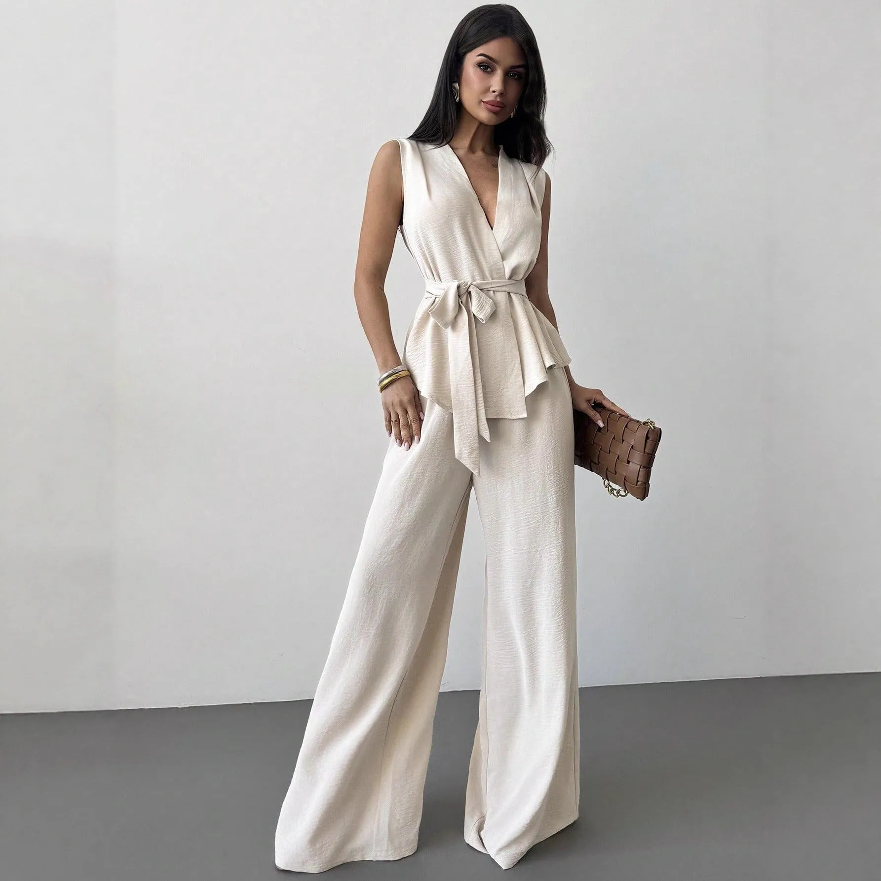 Women's Lace-Up V-Neck Vest & Pants Two-Piece Set – Elegant Commuter sold by Zulily