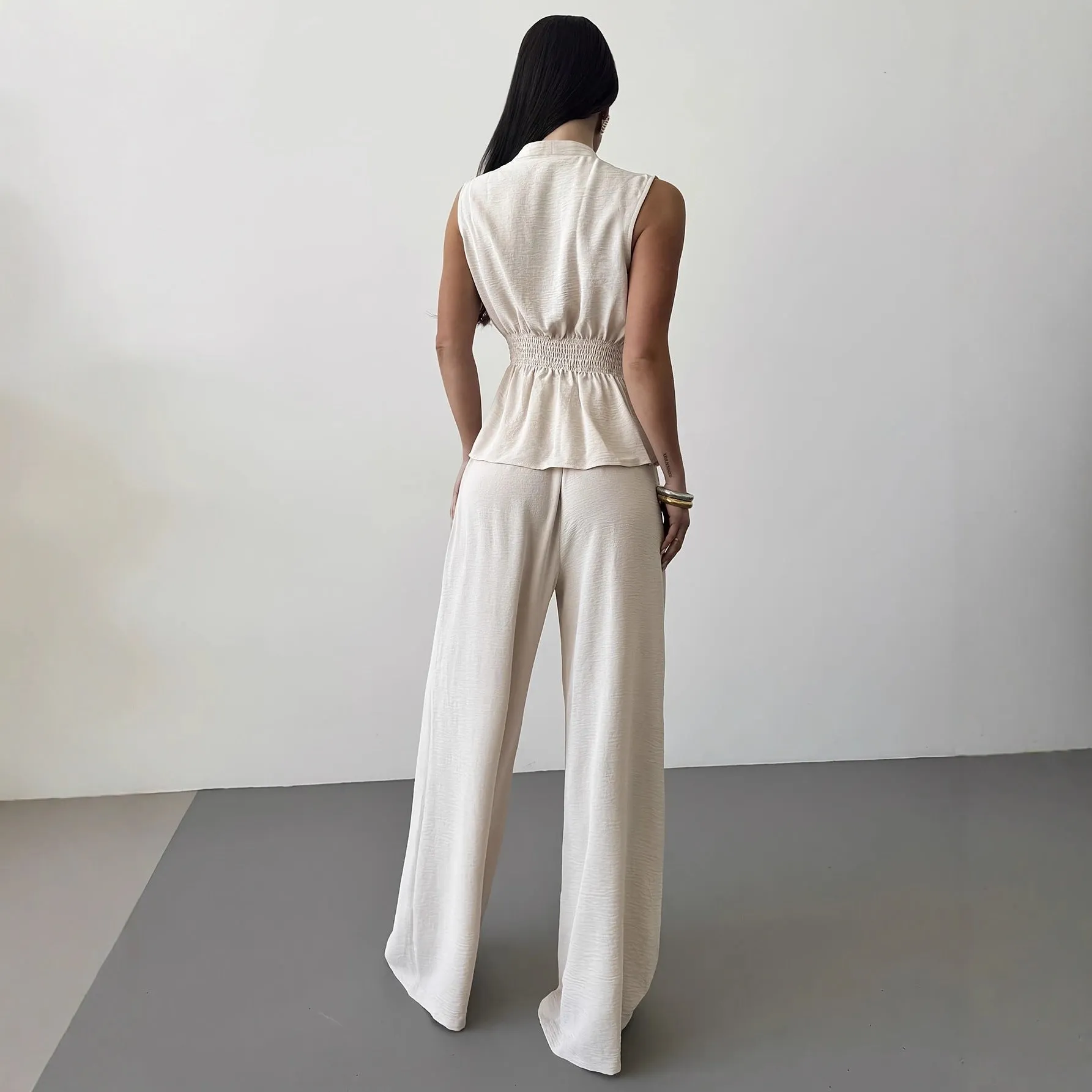 Women's Lace-Up V-Neck Vest & Pants Two-Piece Set – Elegant Commuter sold by Zulily product image thumbnail 3
