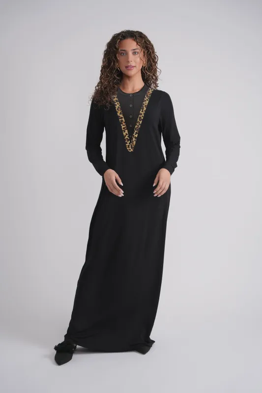 Leopard V Button Nightgown made by Zulily