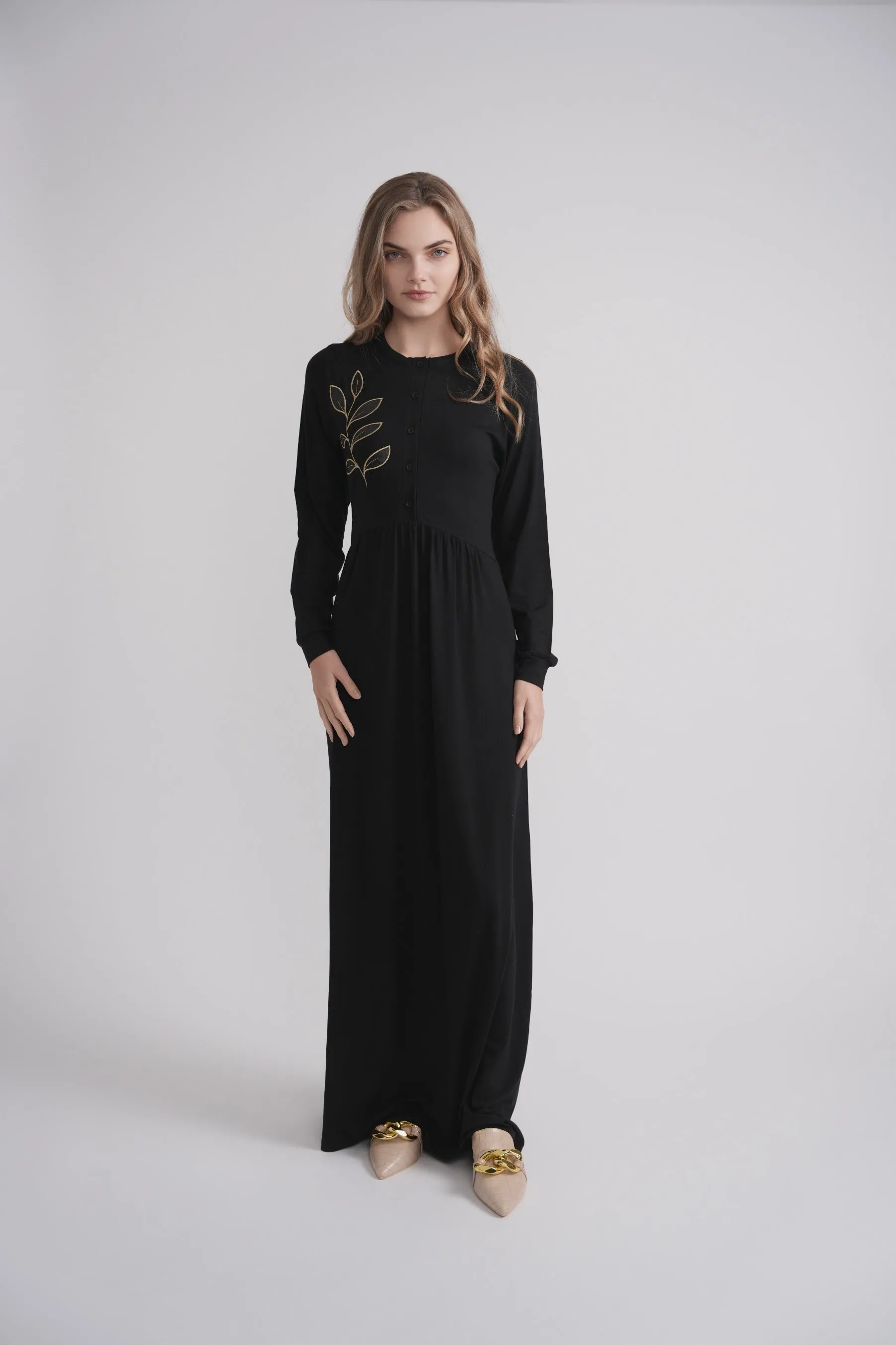 Gold Leaf Embroidered Nightgown sold by Zulily
