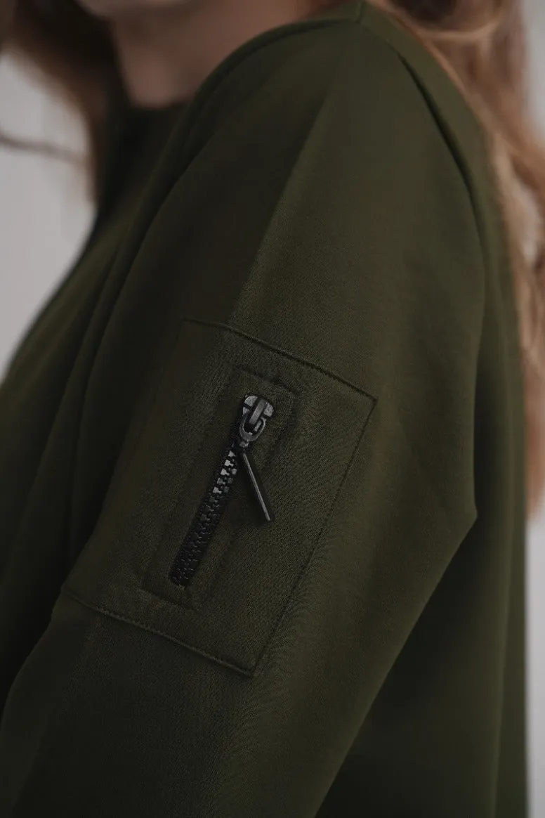 Dolman Sleeve Button Sweatshirt - Khaki sold by Zulily product image thumbnail 2