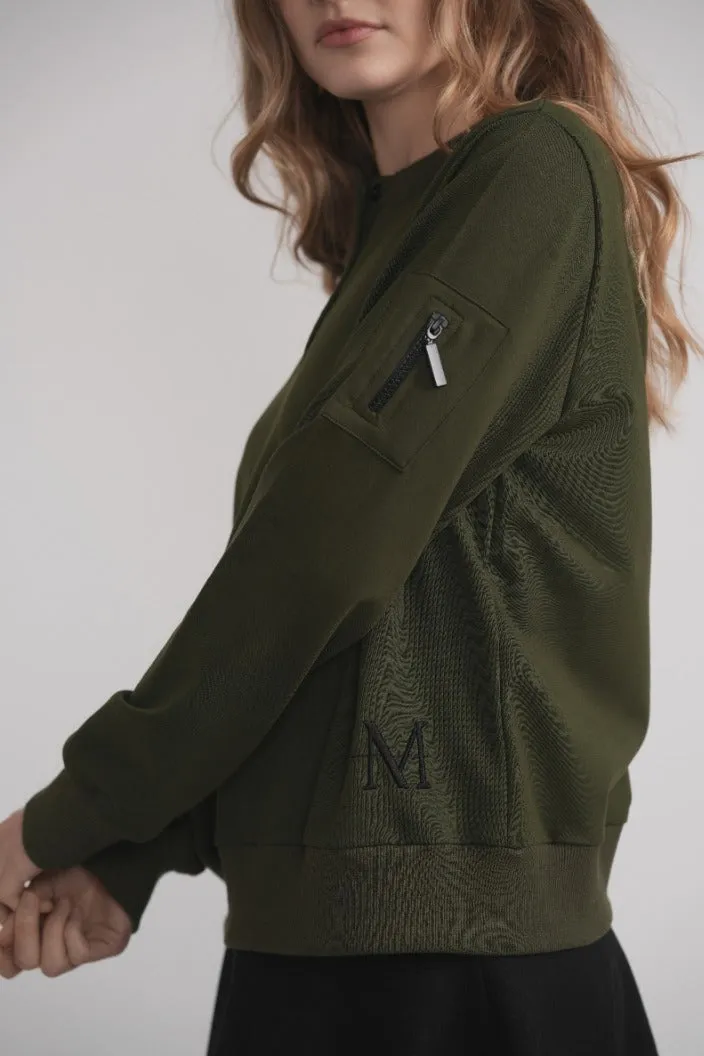 Dolman Sleeve Button Sweatshirt - Khaki sold by Zulily product image thumbnail 3