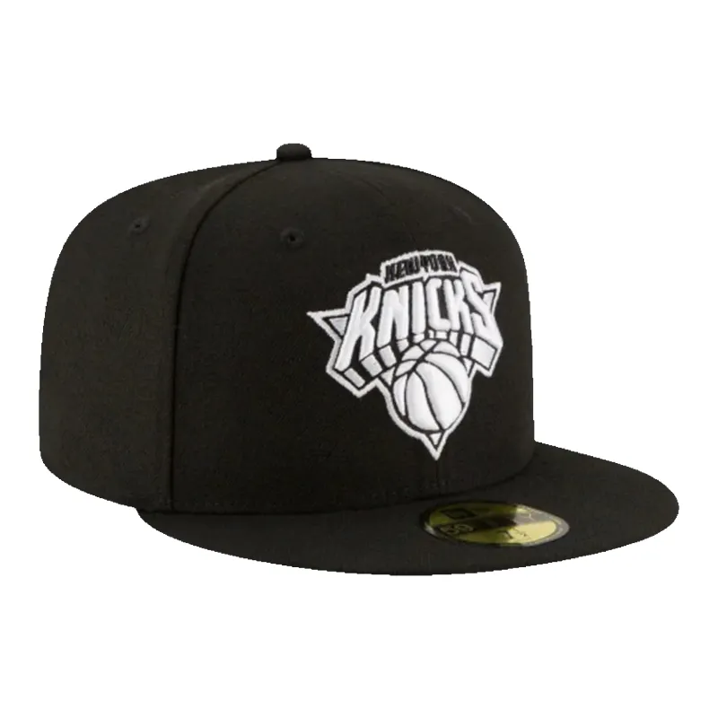 New Era 59fifty New York Knicks Black White Fitted Hat made by New Era