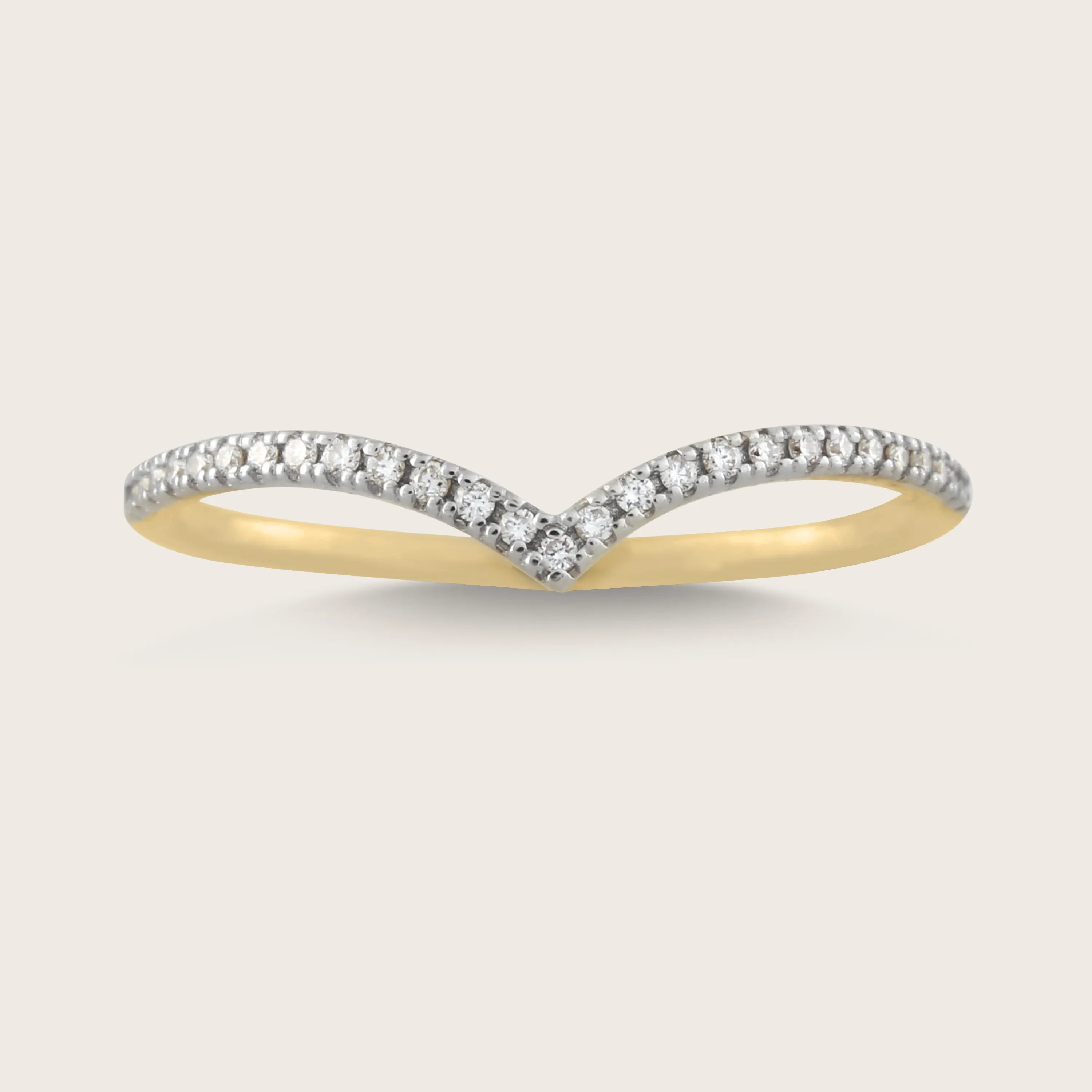 14k Yellow Gold Pavé Lab Grown Diamond Wishbone Stacking Ring sold by Zulily product image thumbnail 4