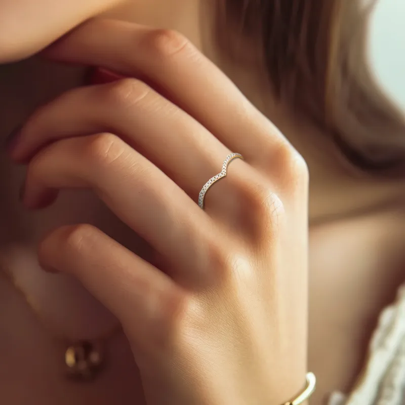 14k Yellow Gold Pavé Lab Grown Diamond Wishbone Stacking Ring made by Zulily
