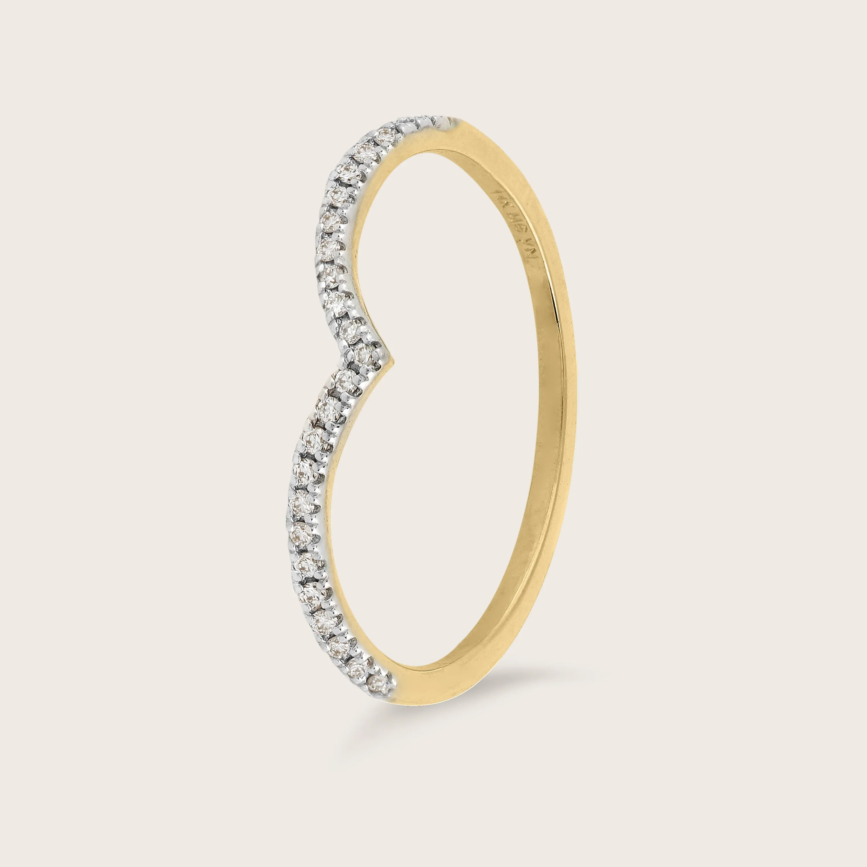 14k Yellow Gold Pavé Lab Grown Diamond Wishbone Stacking Ring sold by Zulily product image thumbnail 5