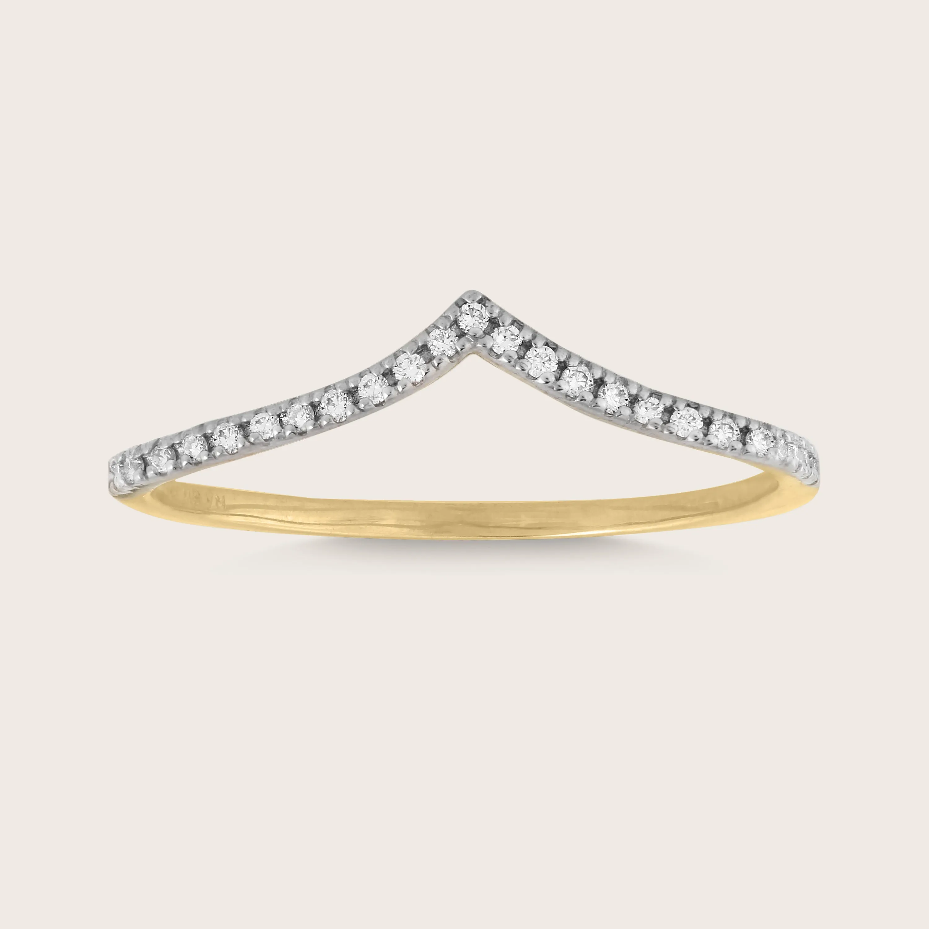 14k Yellow Gold Pavé Lab Grown Diamond Wishbone Stacking Ring sold by Zulily product image thumbnail 2