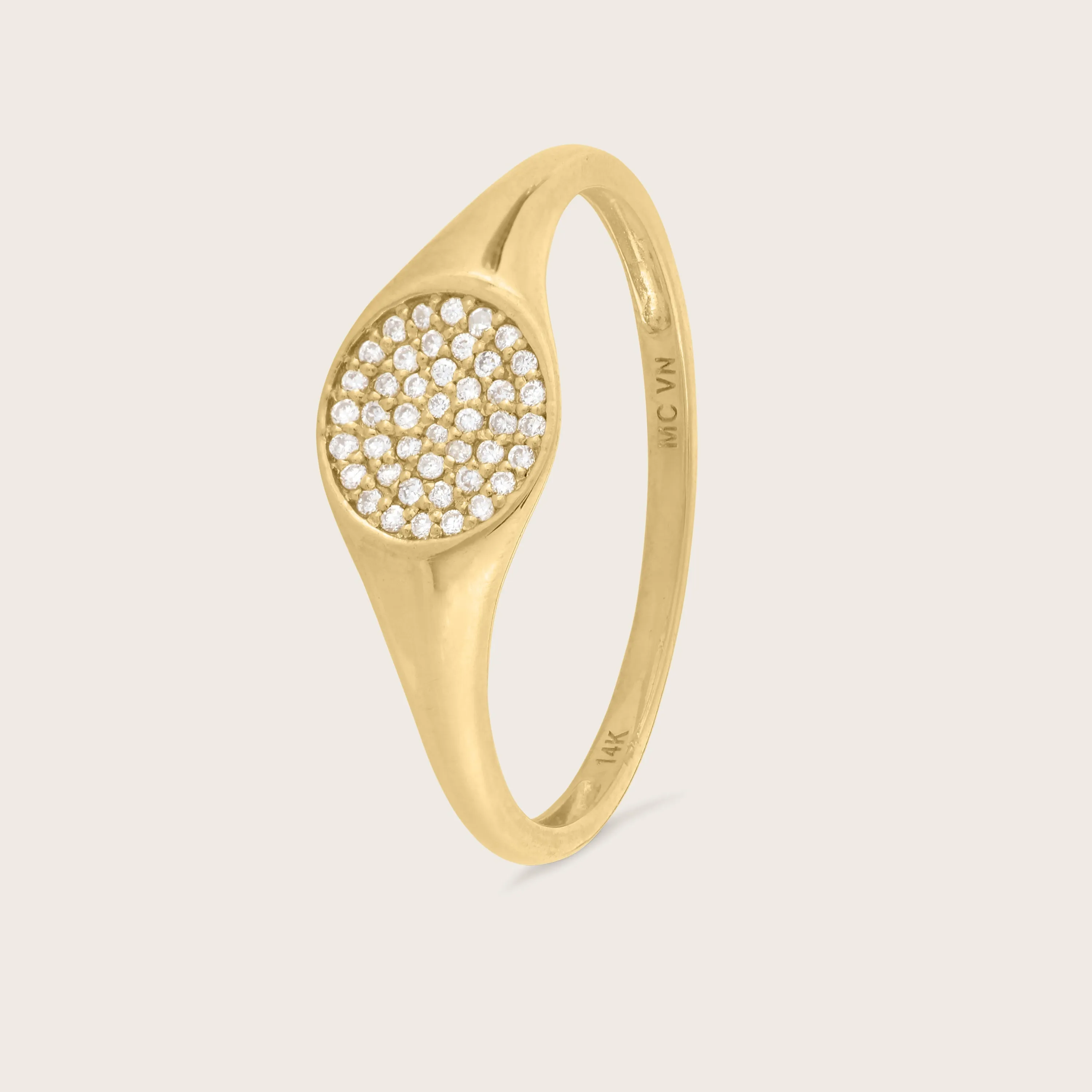 14k Yellow Gold Lab Grown Diamond Signet Ring sold by Zulily product image thumbnail 4