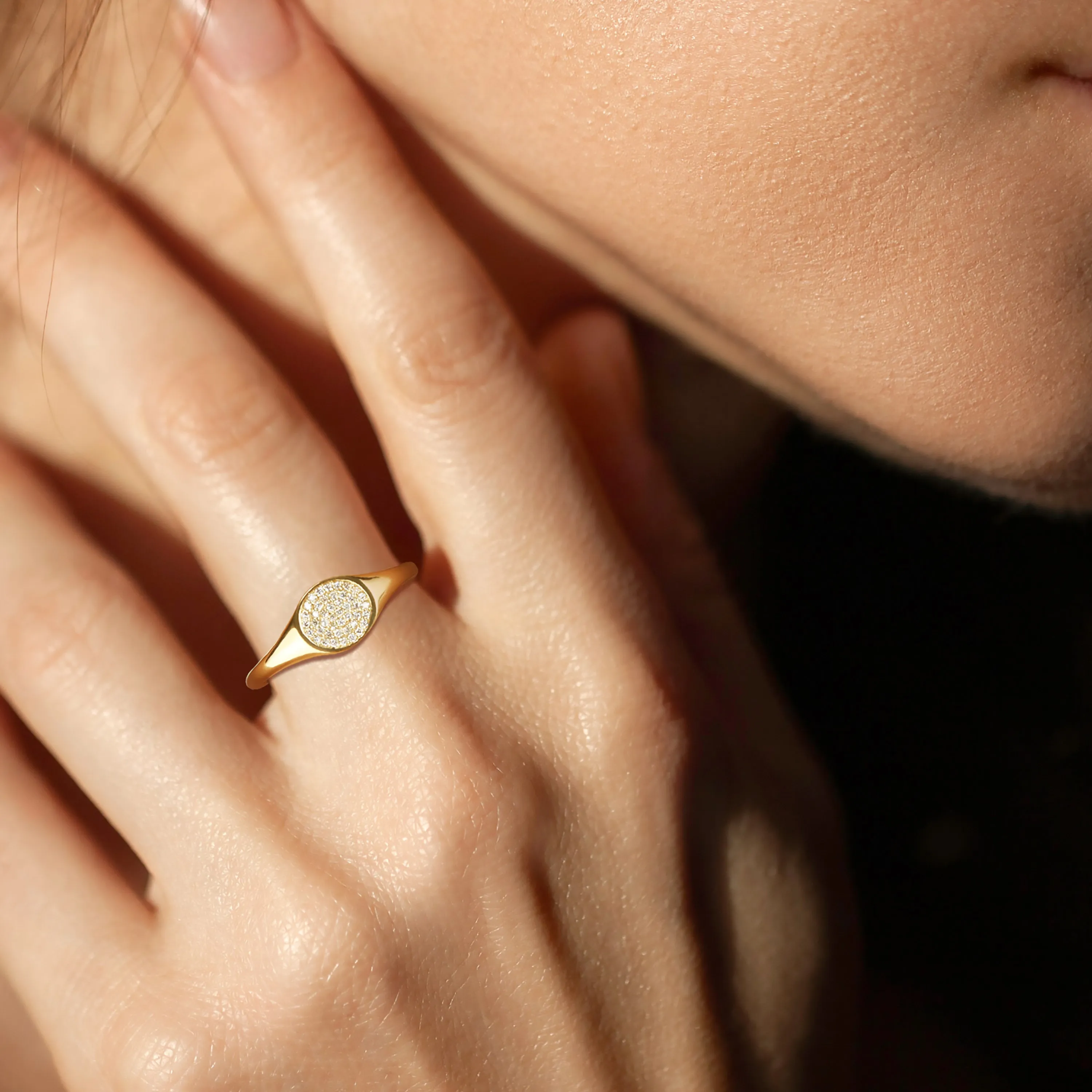 14k Yellow Gold Lab Grown Diamond Signet Ring sold by Zulily