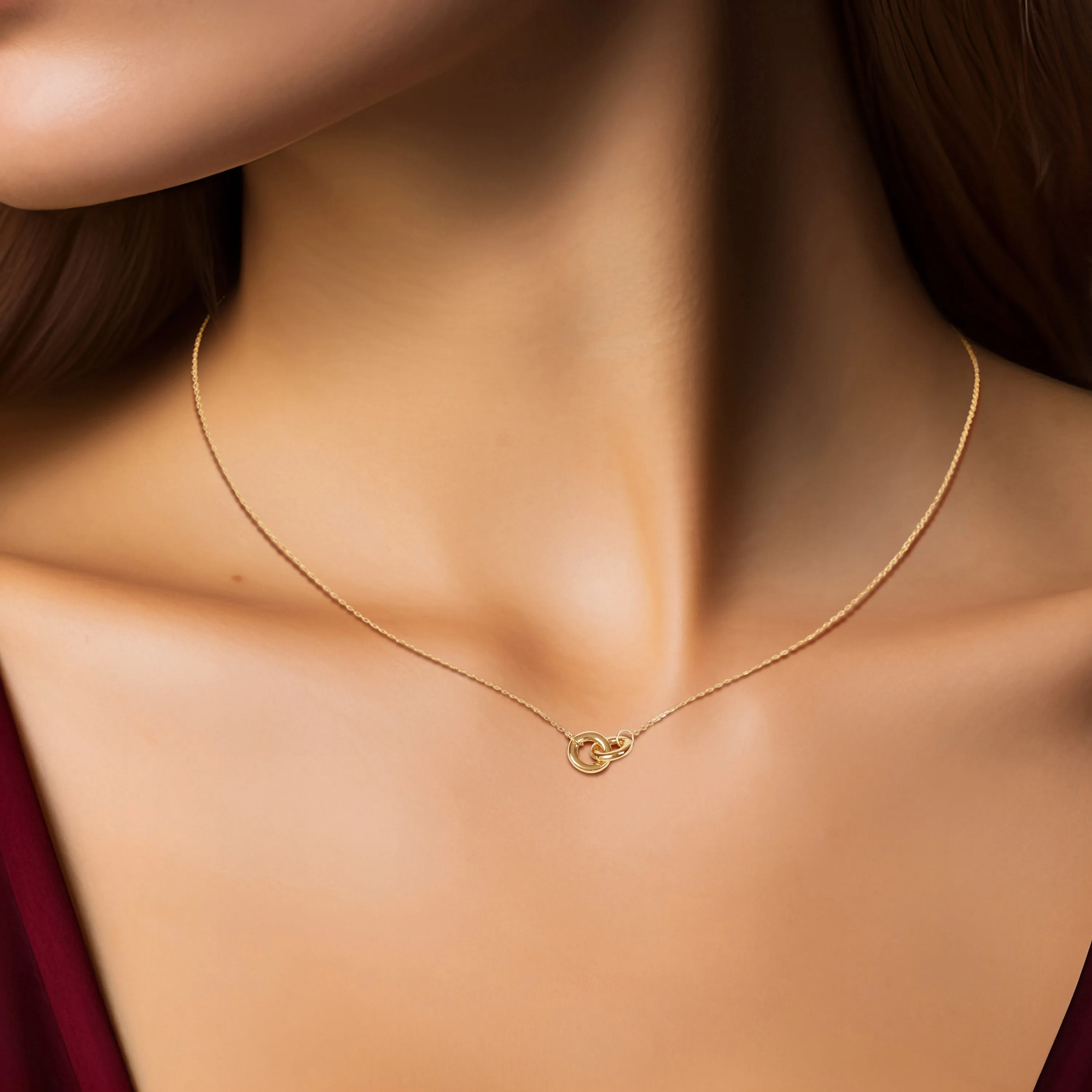 14k Yellow Gold Linked Circle Pendant Necklace sold by Zulily product image thumbnail 2
