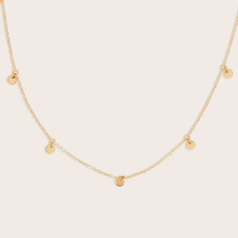 14k Yellow Gold Circle Charm Station Necklace made by Zulily