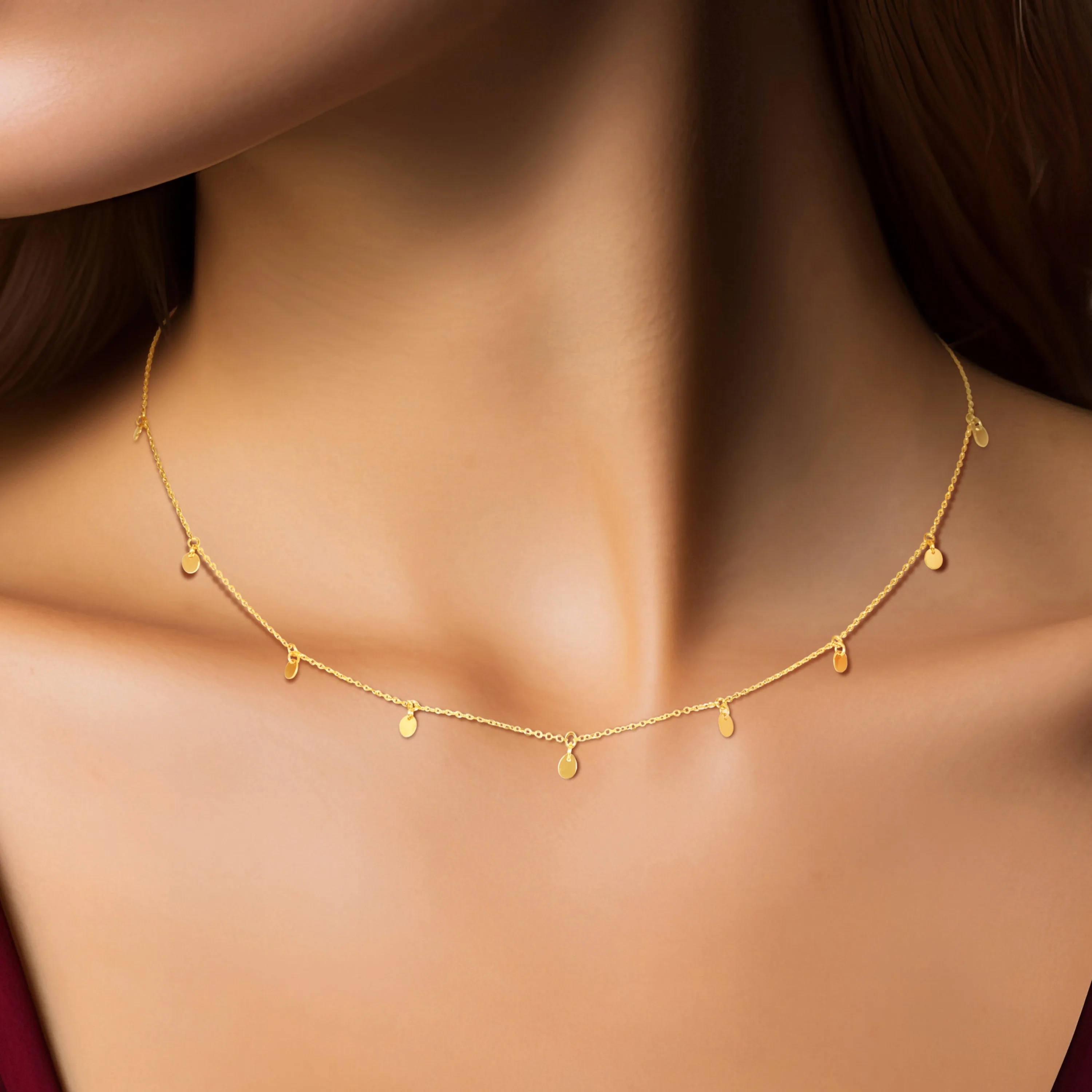 14k Yellow Gold Circle Charm Station Necklace sold by Zulily product image thumbnail 2