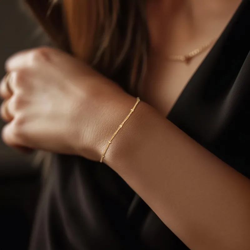 14k Yellow Gold Beaded Chain Bracelet made by Zulily