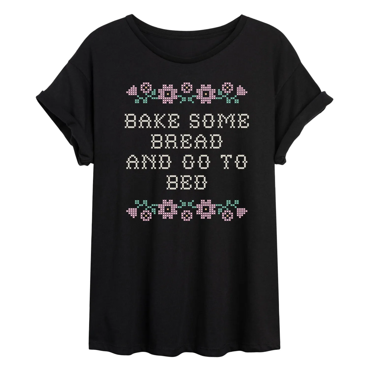 Instant Message - Bake Bread Go Bed - Women's Oversized Graphic T-Shirt sold by Zulily