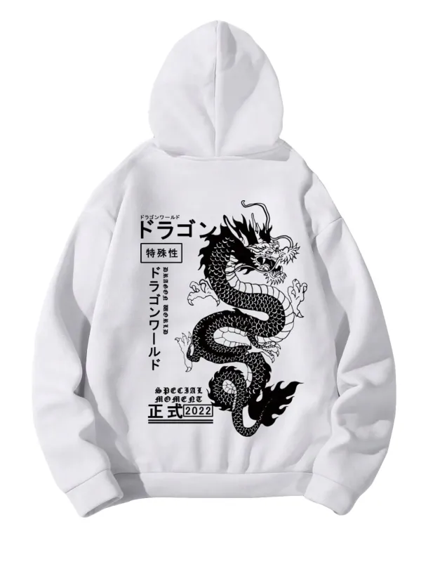 Mens Hoodies Graphic Print Long Sleeve Drawstring Pullover Hoodies Sweatshirt with Pocket Trendy White Medium made by Zulily