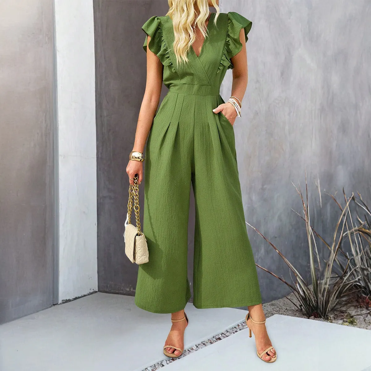 European and American Amazon Spring and Summer Temperament Solid Color Top Jumpsuit sold by Zulily