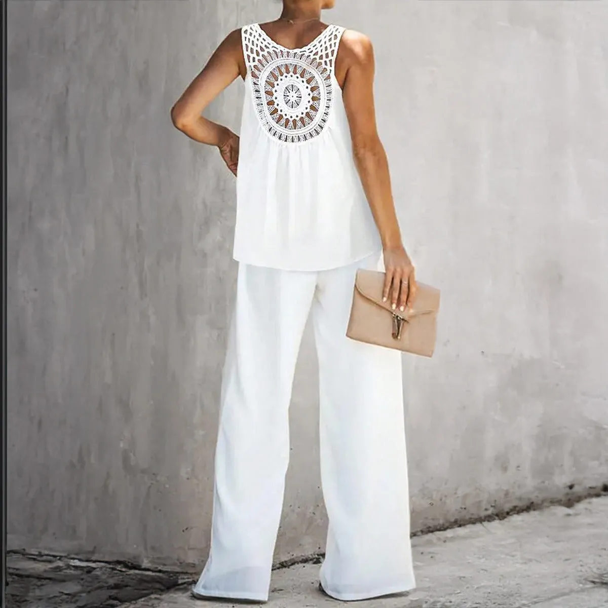 European and American Spring/Summer Casual Solid Color Vest and Pants Set sold by Zulily product image thumbnail 4