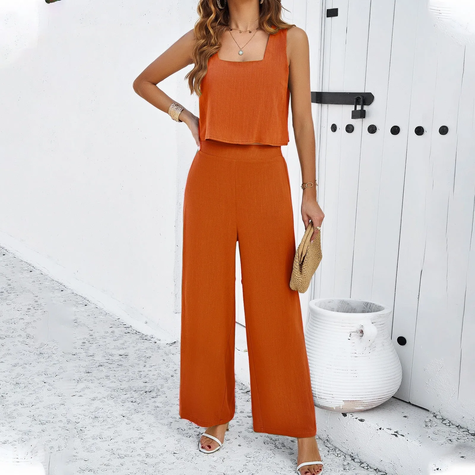 European and American Women’s Spring and Summer Casual Temperament Sleeveless Vest Set sold by Zulily product image thumbnail 4