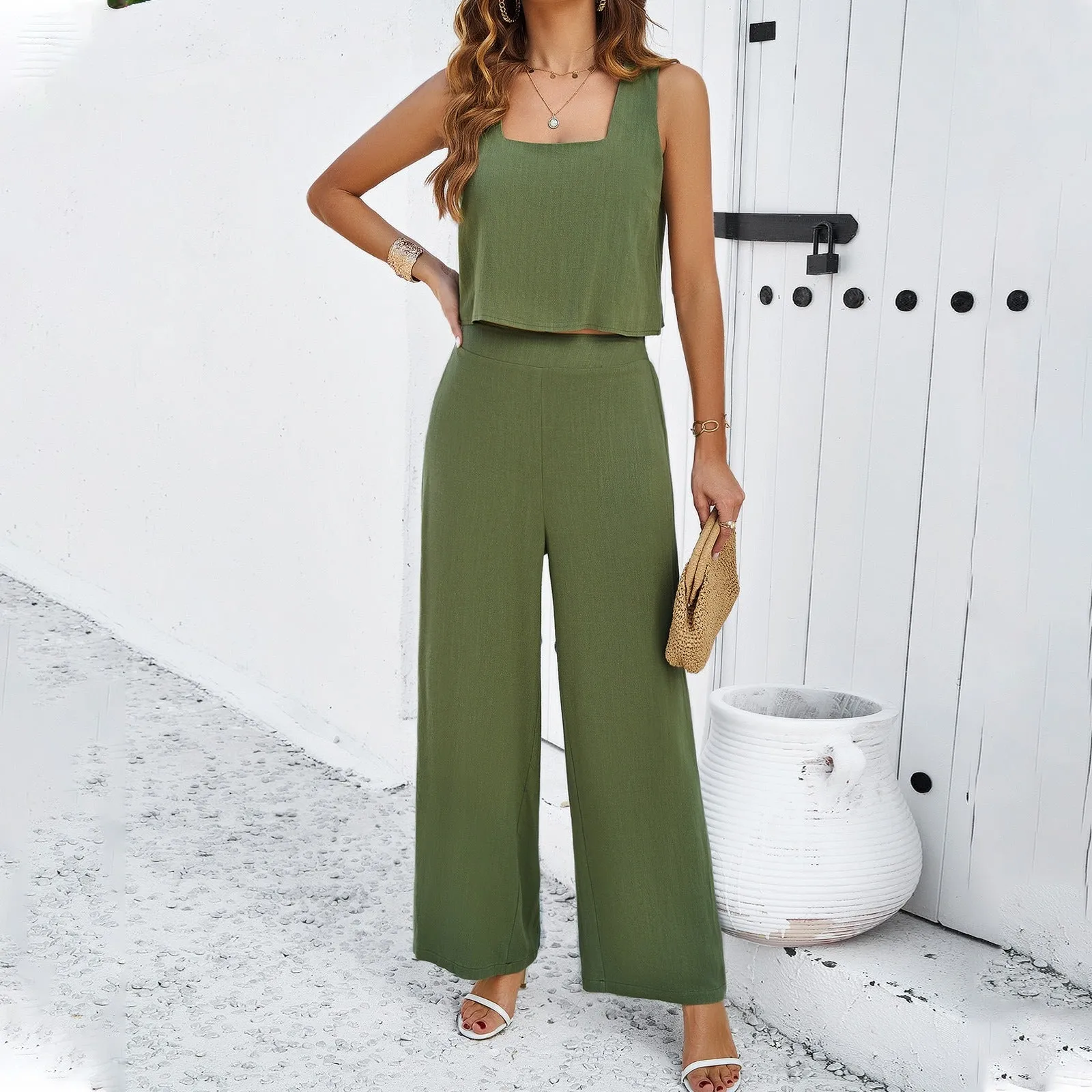 European and American Women’s Spring and Summer Casual Temperament Sleeveless Vest Set sold by Zulily product image thumbnail 3