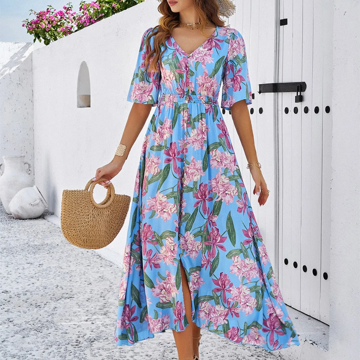 Women's Spring/Summer Vacation Casual Printed Split Dress sold by Zulily product image thumbnail 3