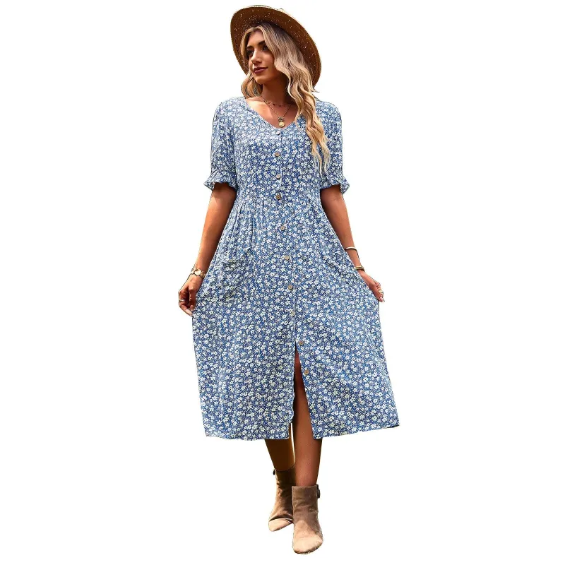 Women’s Dress With Spring/Summer Printed Temperament, A-Line Skirt Popular made by Zulily