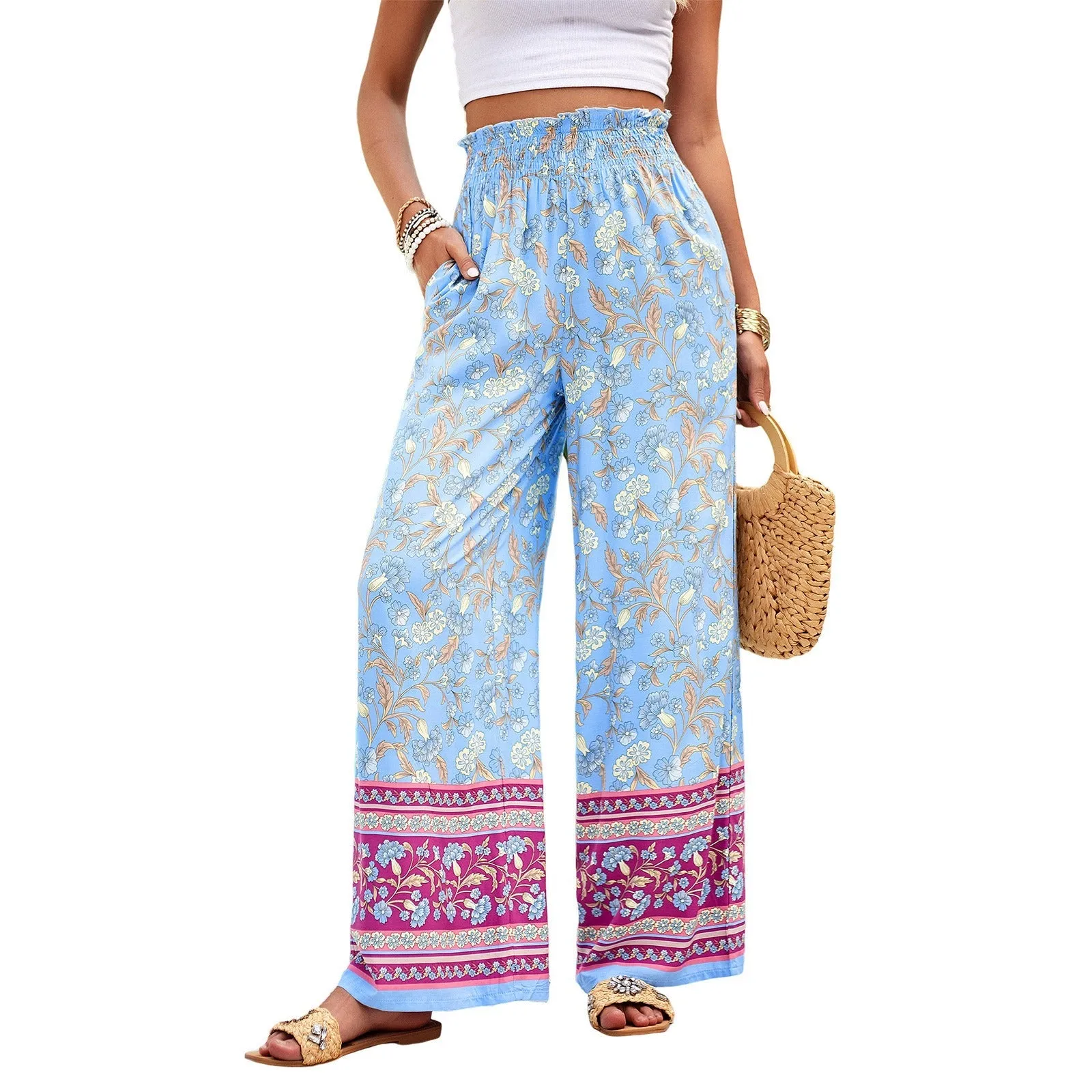 Women's Spring/Summer Elegance Casual Print Tie Up Pants sold by Zulily