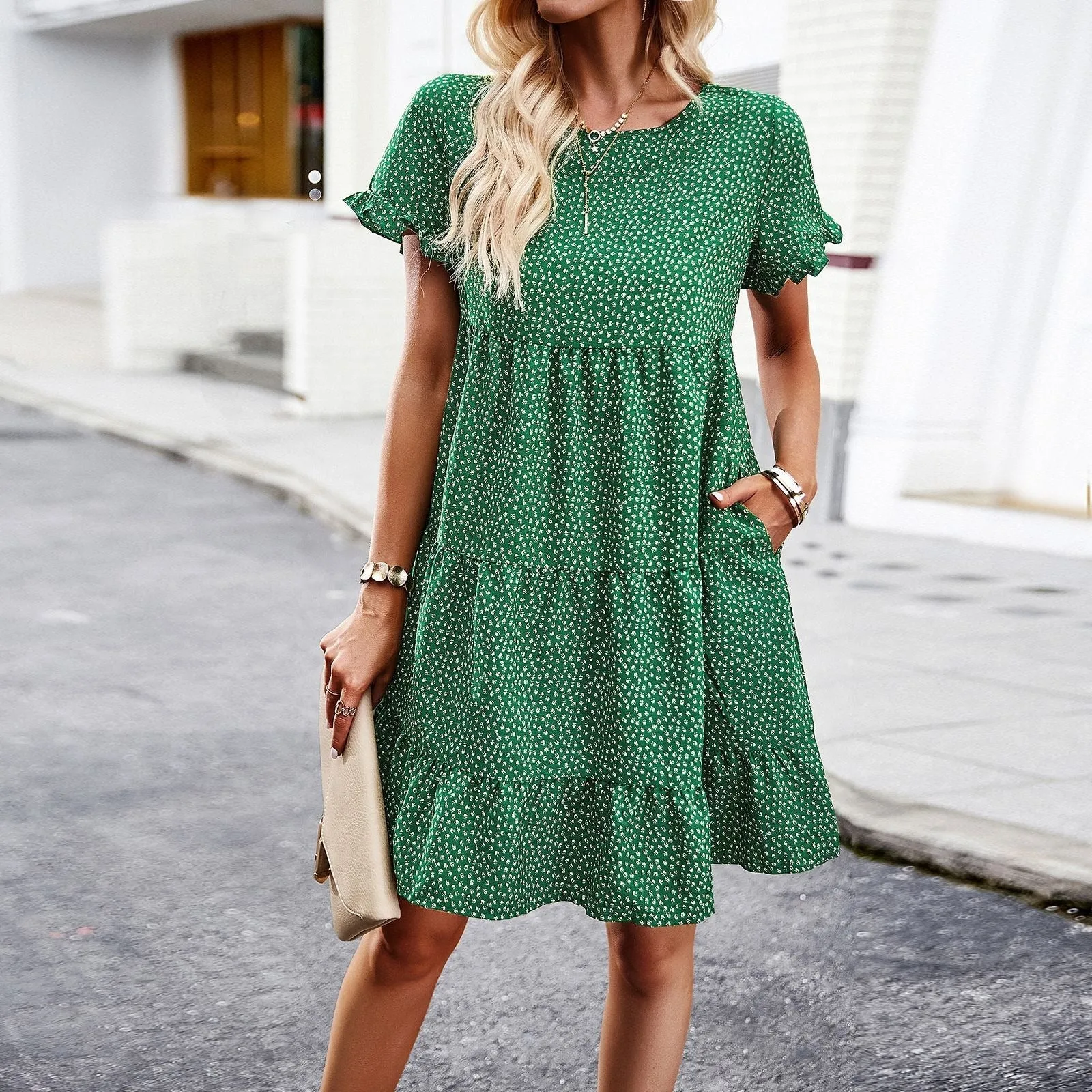 Leisure Vacation Printed Dress With Spring/Summer Temperament and Ranch Style sold by Zulily product image thumbnail 3