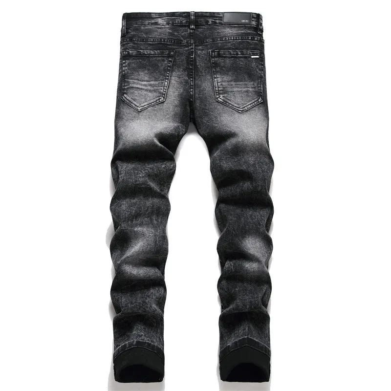 Punk Men's Jeans Hole Embroidery Five-pointed Star sold by Zulily product image thumbnail 5