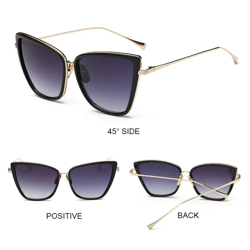 Big Cat Eye Sunglasses Women Black Mirror Sun Glasses sold by Zulily product image thumbnail 3