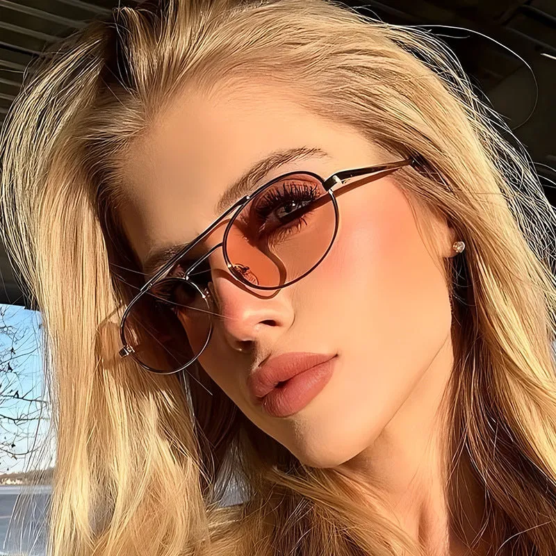 Retro Oval Dual-Beam Metal Sunglasses | UV Protection sold by Zulily product image thumbnail 2