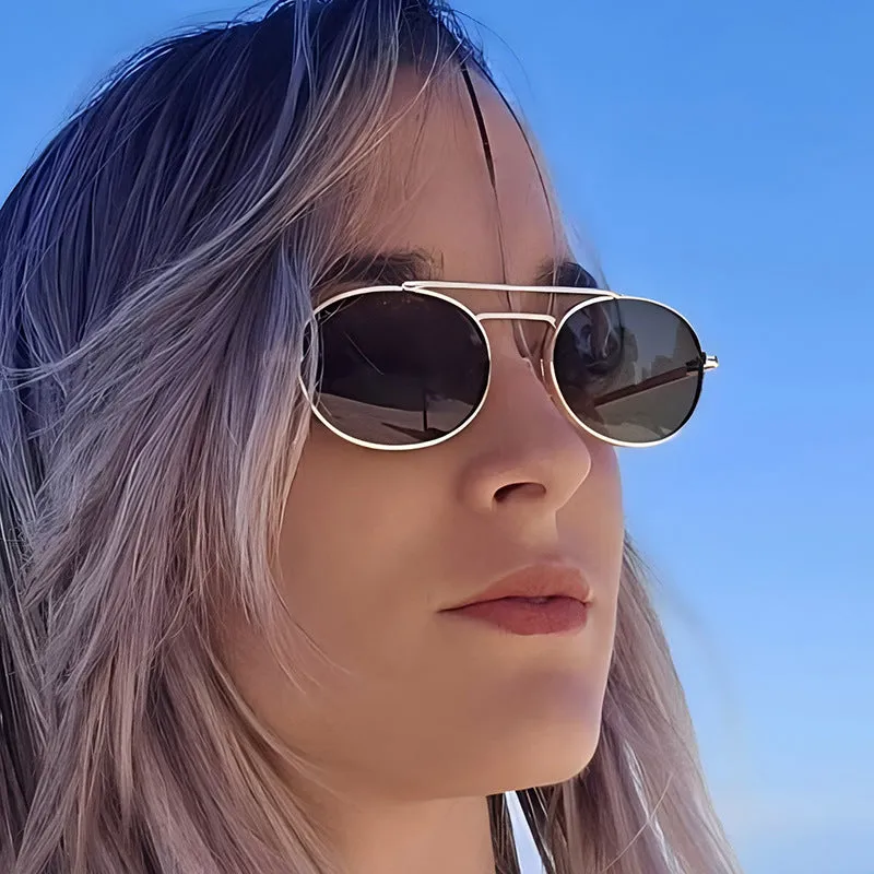 Retro Oval Dual-Beam Metal Sunglasses | UV Protection sold by Zulily product image thumbnail 3