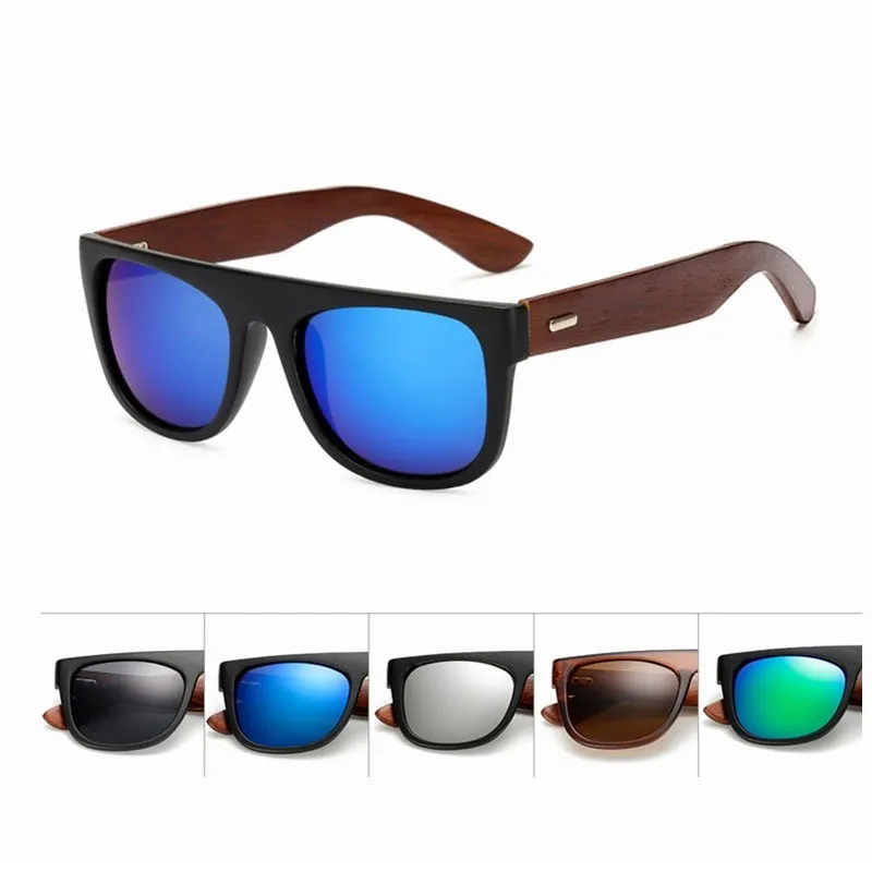Bamboo Wooden Arms Sunglasses Men Women Black Sunglasses sold by Zulily