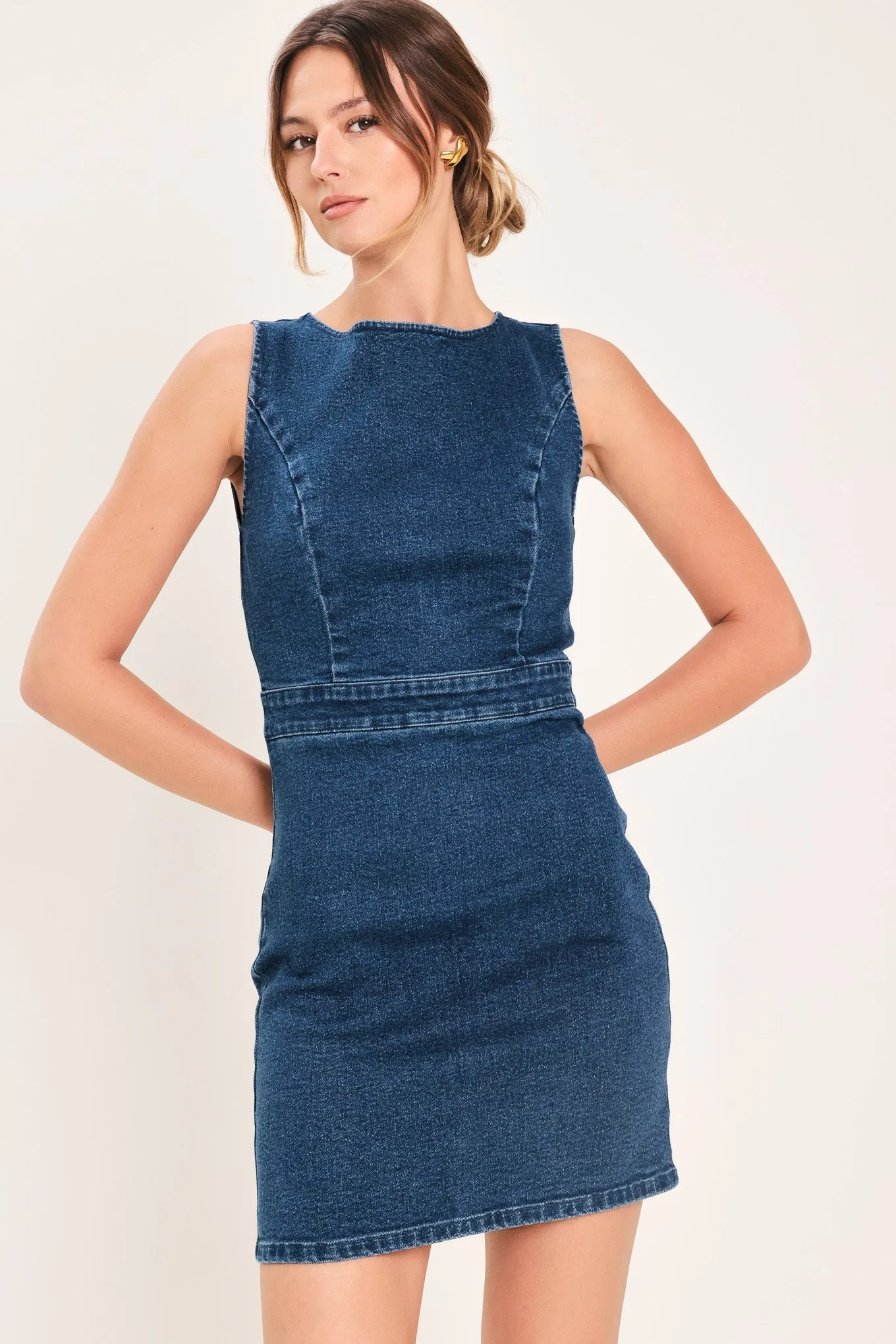 Classic Denim Mini Dress sold by Zulily