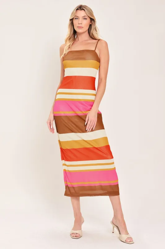 Heat Waves Power Mesh Midi Dress made by Flying Tomato