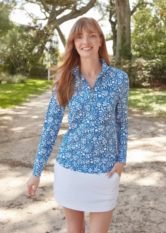 Seaside Floral 1/4 Zip Sport Top made by Cabana Life