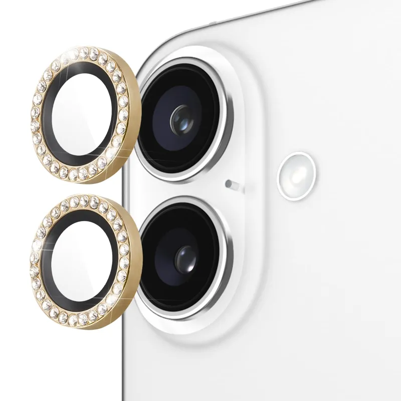 kate spade new york iPhone 16 / iPhone 16 Plus Camera Lens Protector with Aluminum Ring - Set in Stone Gold made by Kate Spade