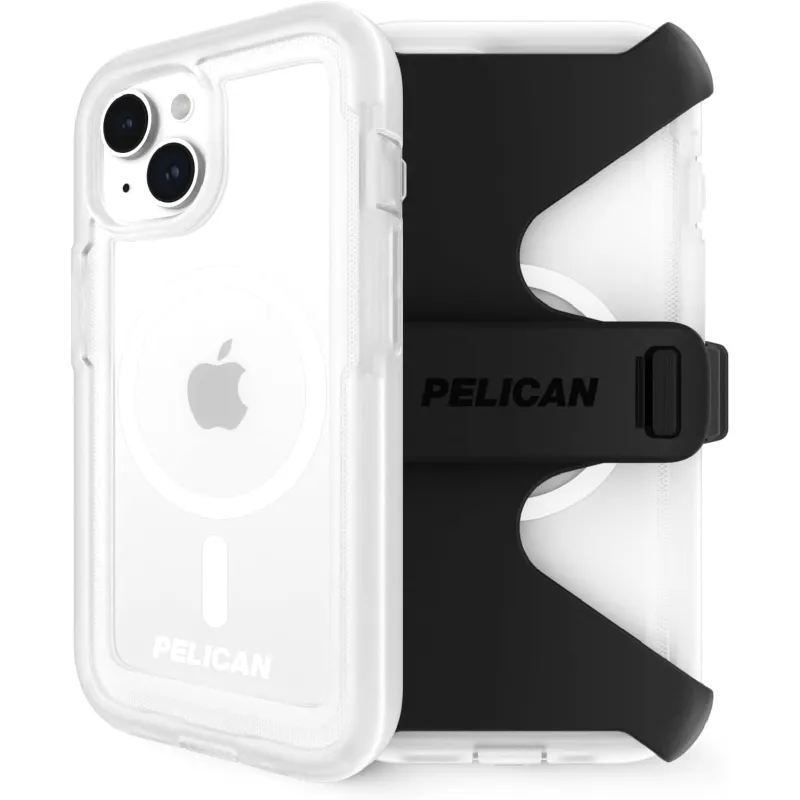 Pelican Voyager - iPhone 15 Plus Case 6.7" [Compatible with MagSafe] [Anti-Yellow] Magnetic Charging Phone Case with Belt Clip Holster Kickstand [18ft Military Grade Drop Protection] - Clear made by Zulily
